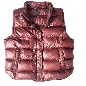 J.Crew Women’s XL Burgundy Down Puffer Vest 70/30 Fill -Quilted Nylon Liner